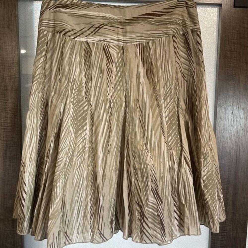 Apt 9 Women Fall Skirt Sz 10 Green Brown Striped Swing Flowy Classic A Line